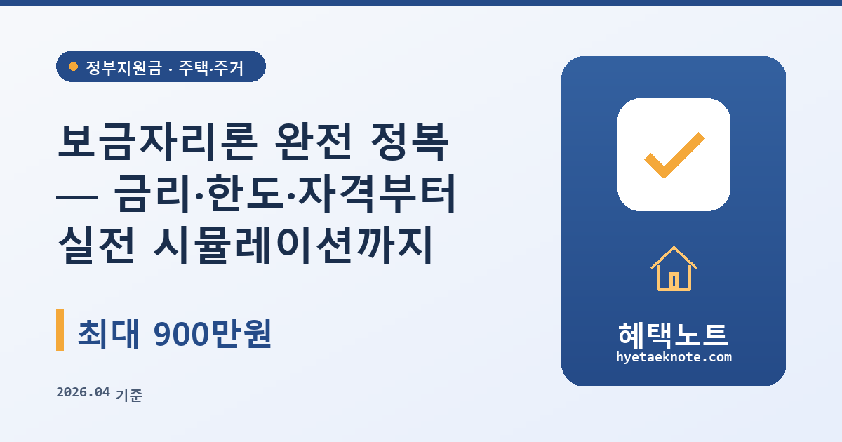 보금자리론 완전 정복 — 금리·한도·자격부터 실전 시뮬레이션까지